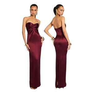 Retrofete Olivine Maxi Dress Satin Strapless Party Guest Formal Evening Port XS